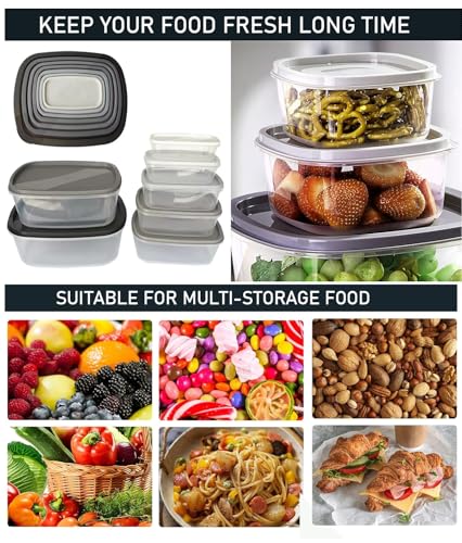 Best House | 7 in 1 Food Storage Containers Set | Rectangle | Grey | 7 in 1 | With Lids | Bowls | Space Saving Nesting Design | BPA Free | Microwave Freezer & Dishwasher Safe - Set of 7 Pcs - Image 3