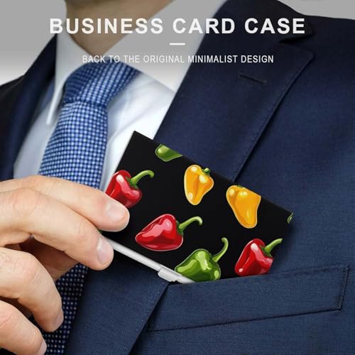 Colorful Chili Pepper Business Card Case Pocket Card Holder Slim Card Wallet for Men Women3
