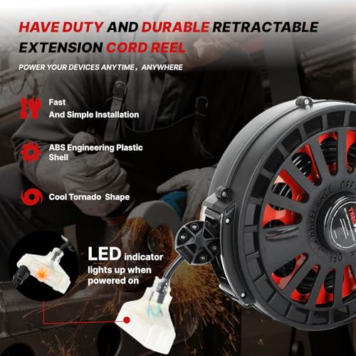 Txecpro 12 Gauge Retractable Extension Cord Reel thumb #6