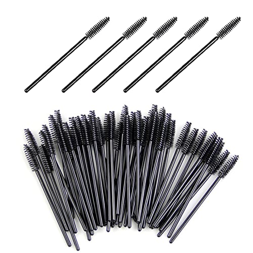 Zoerbufan Brosses à Cils Jetables [50 Pièces], Goupillon Cils, Micro Applicateurs Brosses, Brosse à Sourcils, Noir Outil de Maquillage Mascara Cover