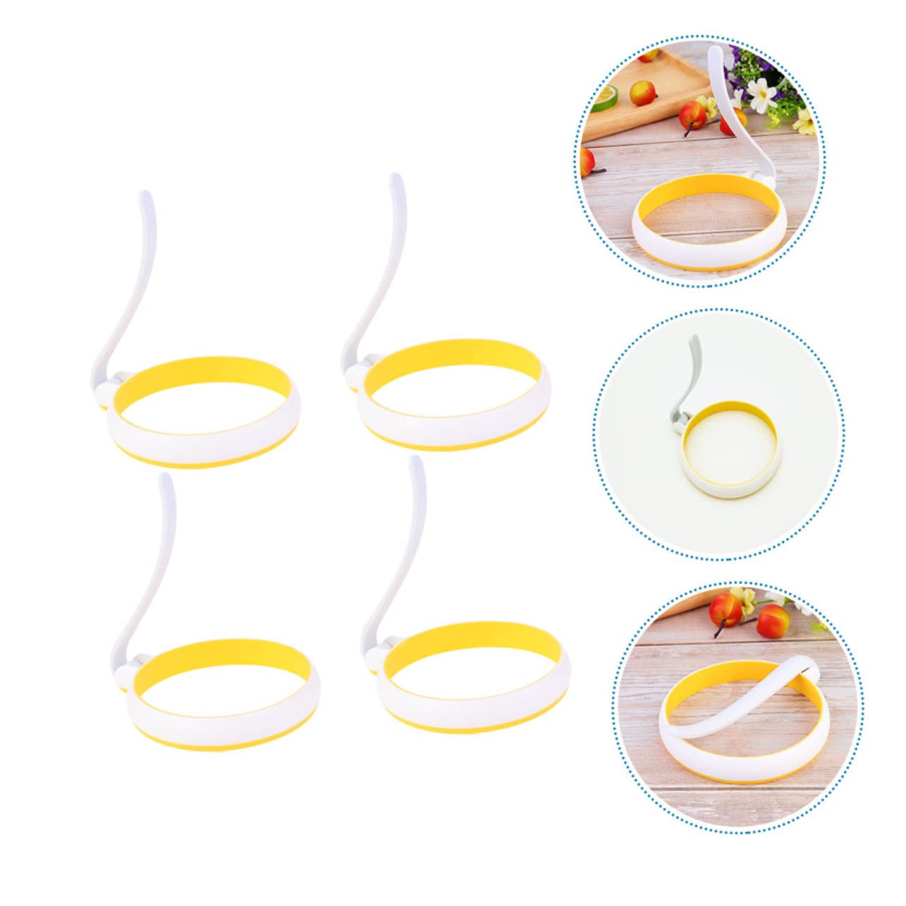 Cabilock 8 Piezas anillos de tortilla molde con forma de panqueque aros de tortilla redondos - Molde flexible molde para tortilla molde de silicona moho anillos de huevo de diseño de mango