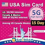 SIM2ROAM USA Prepaid SIM Card Unlimited 5G/4G LTE High-speed Internet Data in US (Hawaii included) Unlimited Calls and Texts (SMS) in United States Refillable! (15 Days)