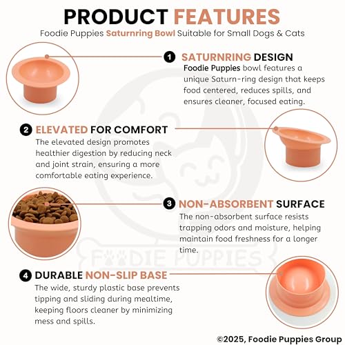 Image of Foodie Puppies Cat Food and Water Feeder (SaturnRing Bowl, Pack of 2) | Durable, Anti Vomiting, Healthy Cat Bowl for Persian Cat Prevent Tipping Over | Elevated Feeder for Cats and Small Dogs