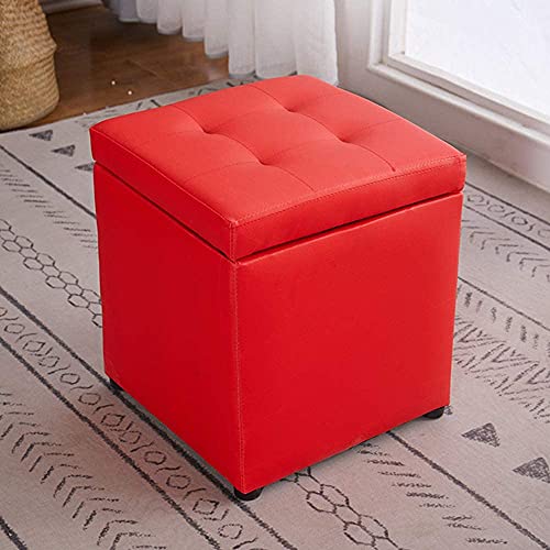 Repose-pieds ottoman de rangement carré en cuir pour salon - 2