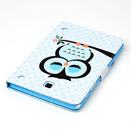 Uucovers For Samsung Galaxy Tab A 8.0 Inch 2015 Tablet Case Sm-T350/T355/P350/P355 Smart Pu Leather Folio Stand Wallet Shockproof Cover With Auto Wake/Sleep Card Pockets Magnetic Shell, Blue Tree Owl #TOP6