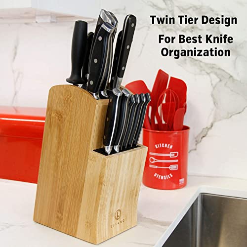 Universal Knife Block Without Knives - Kitchen Knife Holder For Kitchen Counter - Extra Large Bamboo Knife Block Holder #TOP3