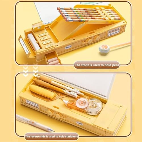 Image of Royals hub Stylish Geometry Password Lock Compass Box, Multifunctional Double Sided Compass Box for Kids, Creamy Bear Theme School Return Gifts (Vibrant Cartoon Theme)