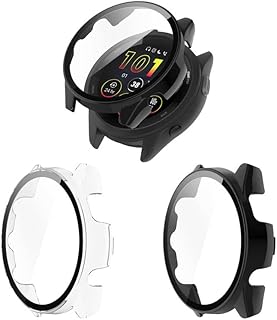 Compatible with Garmin Forerunner 265 / Forerunner 265S Case, 2-Pack Full Coverage Screen Protector Tempered Glass Anti-Scratch Bumper Shell Protective Cover for Forerunner 265 & 265S Smartwatch