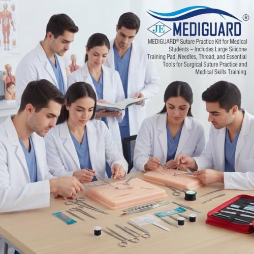 Image of Suture Practice Kit for Medical Students - Includes Large Silicone Training Pad, Needles, Thread, and Essential Tools for Surgical Suture Practice and Medical Skills Training