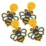 ROMISBABA Pendientes Colgantes de Abeja de Pascua Acrílicos, 2 Pares, Joyería Ligera para Mujer, Diseño de Dibujos Animados, Ideales para Fiestas y Uso Diario