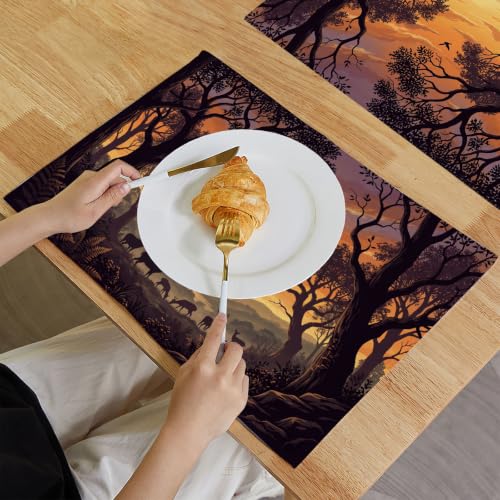 Sets de table en lin élan forestier de qualité supérieure 30 x 45 cm - 5