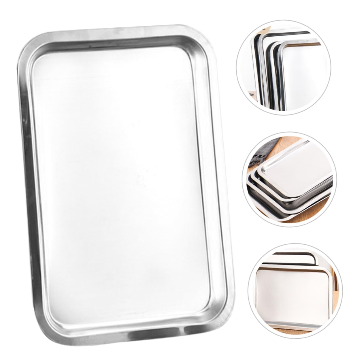ABOOFAN 4Pcs Stainless Steel Plates Metal Dinner Dishes for Camping Picnics Reusable Easy to Clean Self Feeding Dinnerware