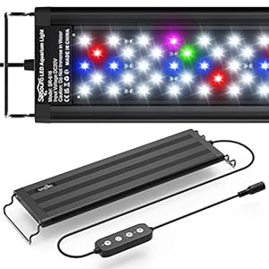Led Aquarium Light for Plants-Full Spectrum Fish Tank Light with Timer Auto On/Off, 12-18 Inch, Adjustable Brightness, White Blue Red Green Pink LEDs with Extendable Brackets for Freshwater