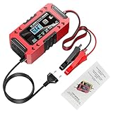 Jenngaoo Motorrad Batterieladegerät, intelligente 12V 6A Dauerladeschaltung mit Temperaturkompensation ABS Material Trickle für Auto Motorrad LKW Rasenmäher Batterien (EU Plug)