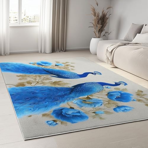 Tapis de bain aquarelle fleur et paon gris pour sortie de douche - 3