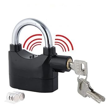 BIRMON Zink Alloy Finish Motion Sensor Alarm Lock with 3 Keys for Home | Office | Cycle (Black)