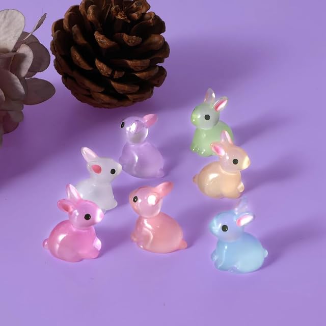 Foto 6 de 8 de FYOBOT 200PCS Mini Conejo Luminoso Mini Conejito Luminoso de Resina Figuras de Conejo en Miniatura…