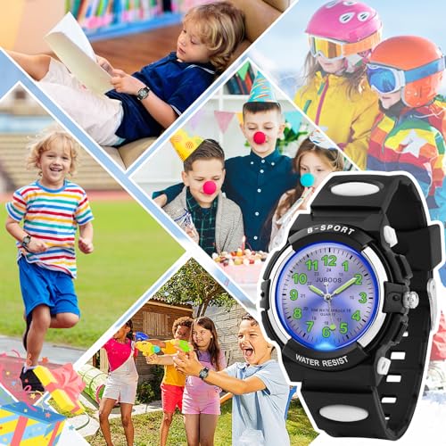 Image of Juboos Kids Watch Analog for Boys Girls, Childrens Waterproof Soft Strap Kids Time Teaching Quartz Wristwatch for Ages 5-15
