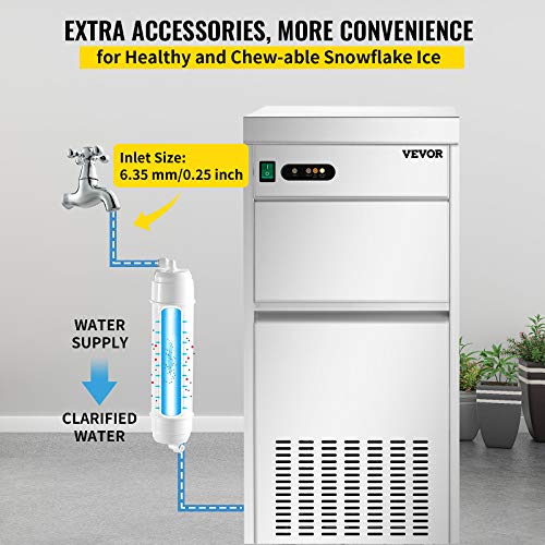 Vevor 110V Commercial Snowflake Ice Maker 220Lbs/24H, Etl Approved Food Grade Stainless Steel Flake Ice Machine Freestanding Flake Ice Maker For Seafood Restaurant, Scoop Included #TOP6