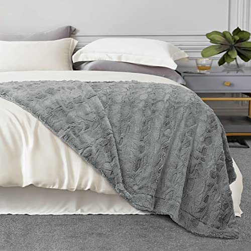 Toonow Faux Fur Luxury Throw Blanket,Double Side Soft Fluffy Shaggy Fuzzy Blanket For Couch Sofa Bed, 51''X67'' (Light Grey, 51" X67") #TOP5