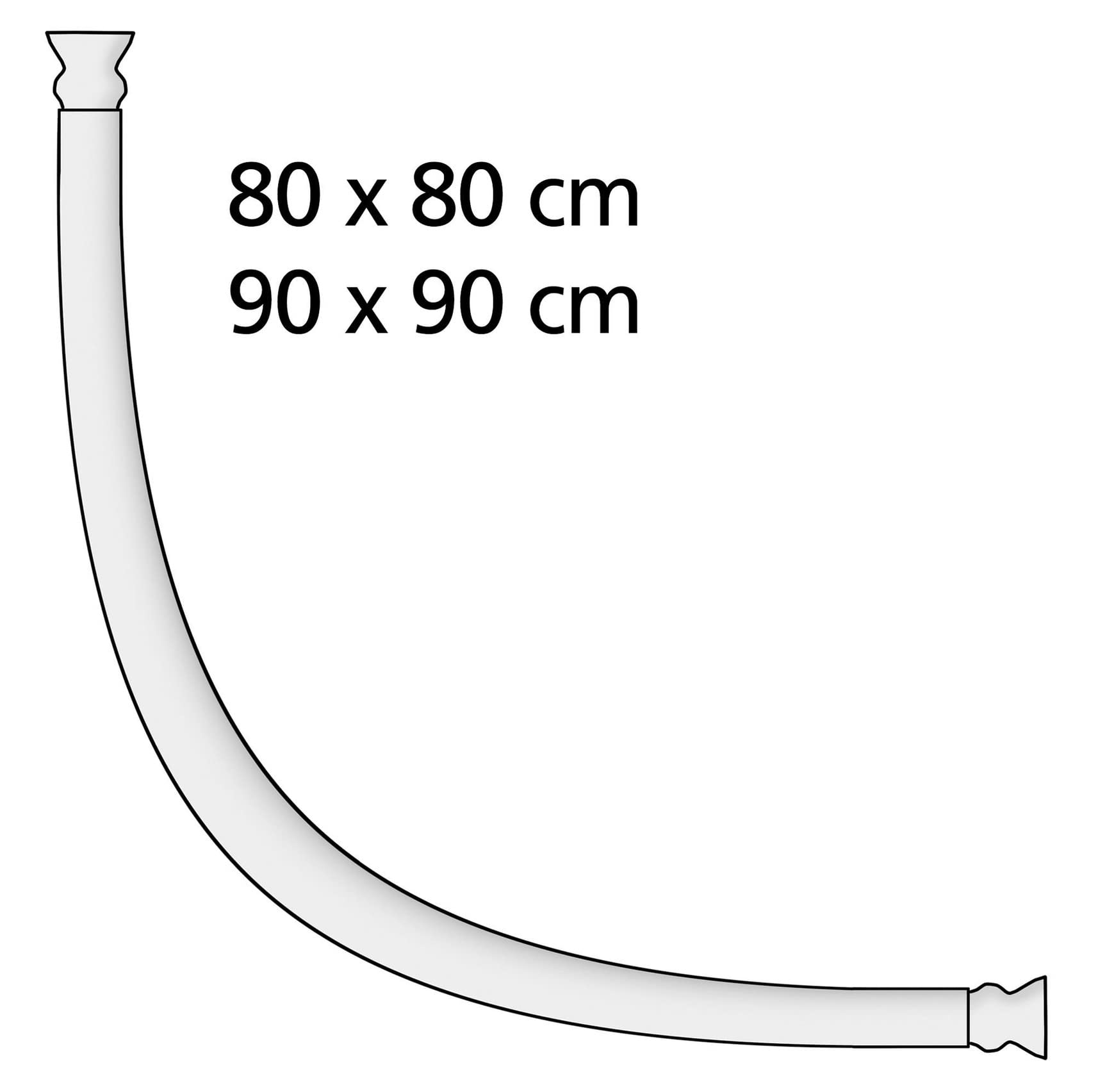 WENKO Bastone tenda doccia curvo chrome - variabile, Alluminio, 2.5 x 2.5 cm, Cromo