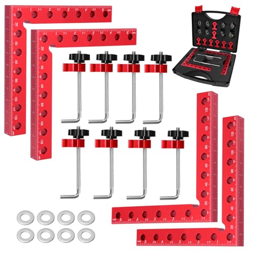 Wamzolio 90 Grad Positionierwinkel 4 Stück (140 mm/5 5 Zoll) Winkelklemme aus Aluminium Multifunktionelle Rechtwinklige Winkelspanner für Holzbearbeitung Heimwerken & Handwerk