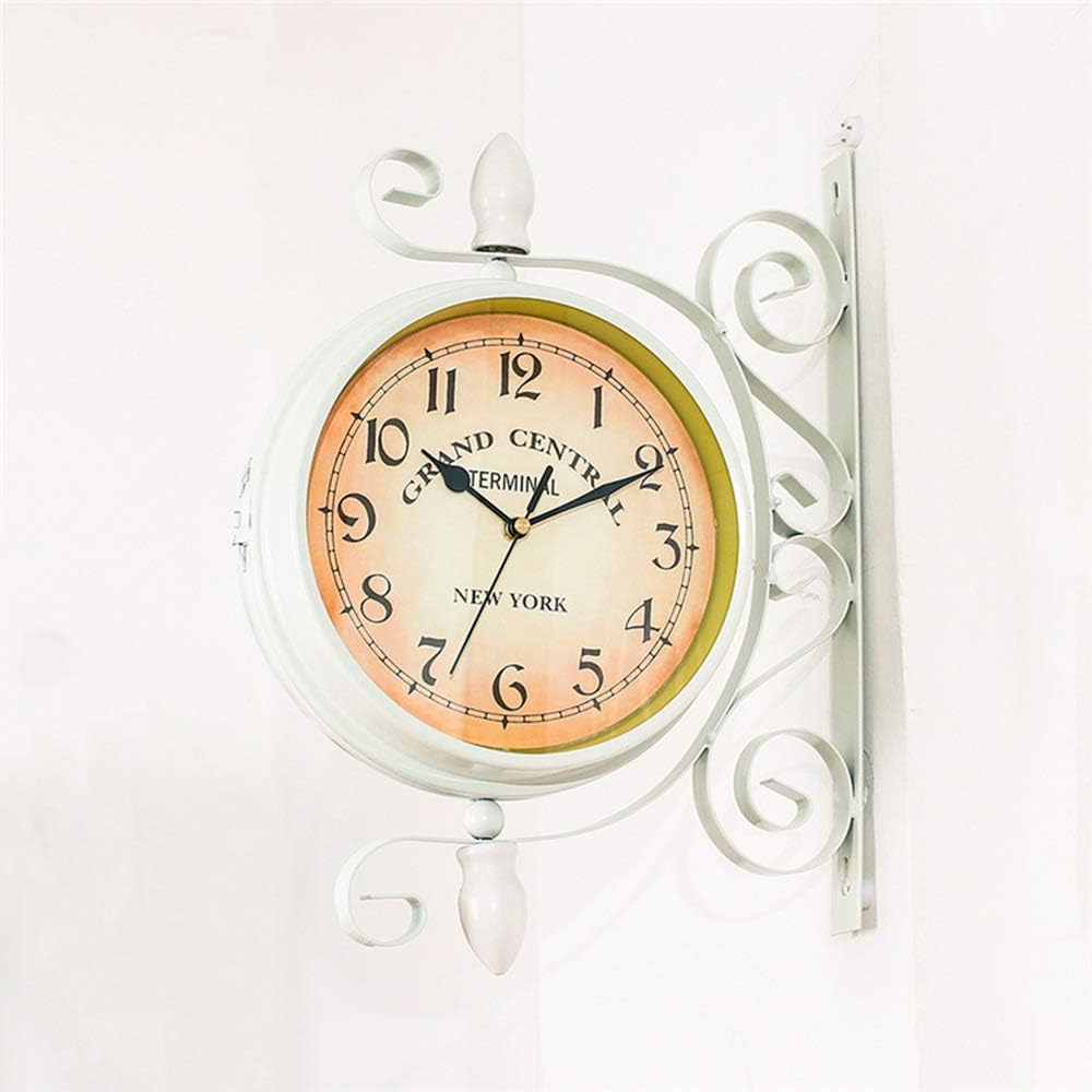 Killer's Instinct Outdoors White Vintage Double Sided Wall Clock White Vintage Industrial Wall Clock for Outdoor Decorative Wall Antique Decor Wall Office Wall Clock White Silent Kitchen Wall Clock