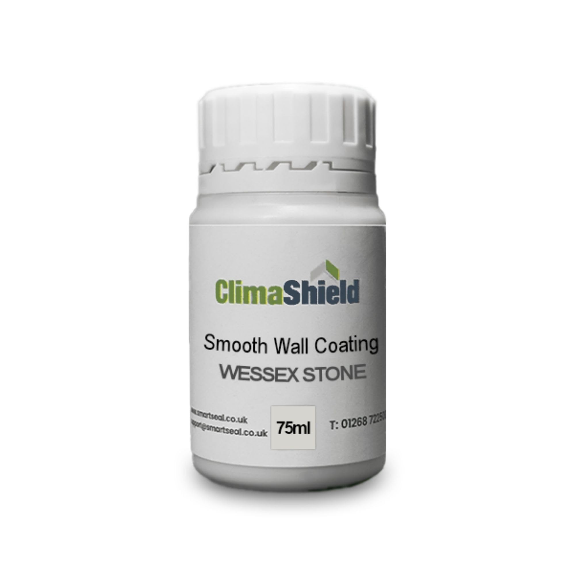 ClimaShield Wall Coating Smooth - Wessex Stone, 75ml Sample - Grey Masonry Paint & Durable Acrylic Paint for Walls to Waterproof & Protect Brick, Render, Cement & Concrete. Lasts up to 15 years