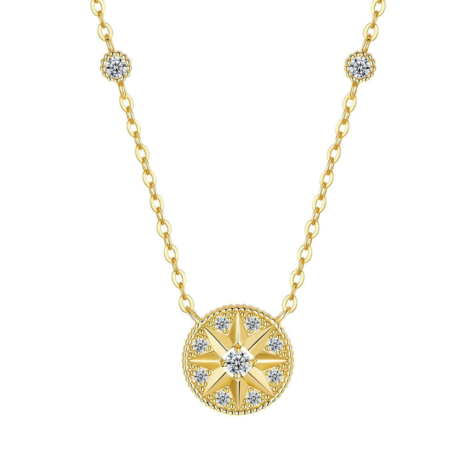 Złoty łańcuszek damski 750 585 375 prawdziwe złoto, naszyjnik heksagram z zawieszką Moissanite Charms z łańcuszkiem złoty 45 cm