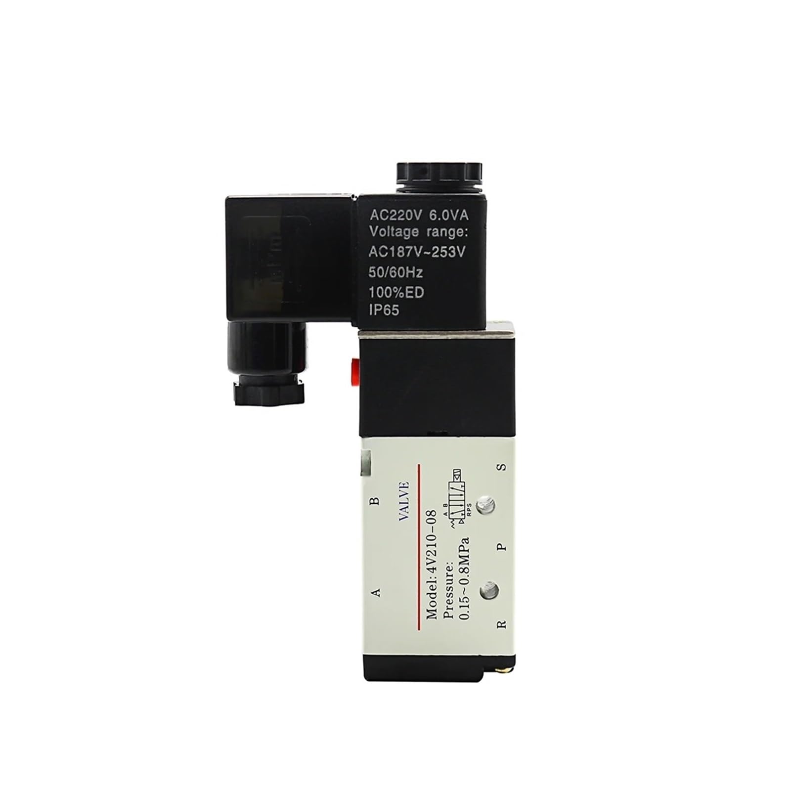 Electroválvula neumática 4V210-08 5 vías 2 posiciones control aire gas