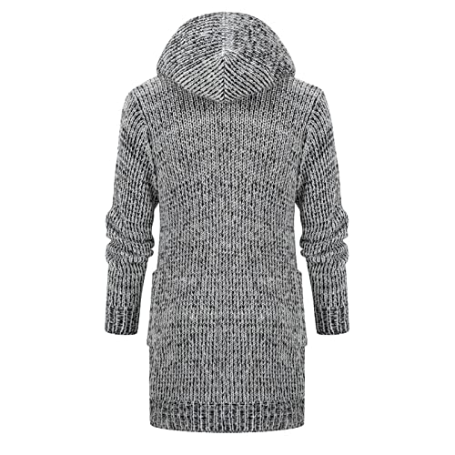 Mens Zip up Hoodie Mohair Horn Button long coat Casual Heavyweight Knit Cape Style Hooded Sweatshirts fleece jackets4