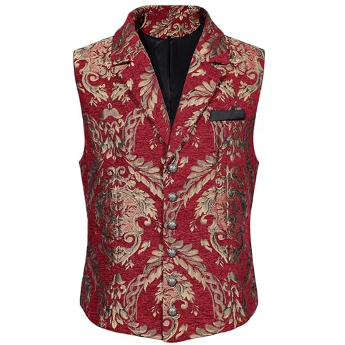 Mens Vintage Jacquard Suit Vest Sleeveless Slim Jacquard Paisley Retro Gothic Steampunk Vest Medieval Waistcoat2