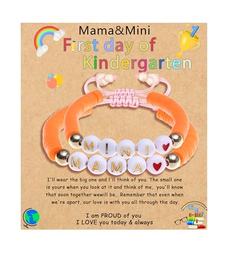 Image of First Day of Preschool Bracelet Back to School Gifts for Kindergarten / Preschool / School Gift Mama and Mini Adjustable Mother Daughter Bracelets as Supplies for Girls to Relieve Study Anxiety
