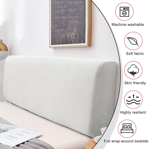 Yidaxing Bett Kopfteil Bezug/Überzug, Bettkopfteil Hussen Strecken Bett Kopfteilbezug Dehnbar Waschbar Verdicken All-Inclusive Staubdicht Bett Kopfteil Überzug für Bett Kopf(180-200cm,Hellgrau)