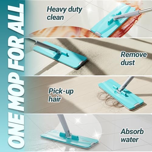 Image of Spotzero By Milton 2-1 Flat Mop I Wash and Dry Chamber I Flexible Head I Premium 4X Absorbent Microfiber Refills I Floor Plus Wall Mop I Long Handle I Compact- Lightweight I 5 Litre