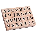 28 Stück Buchstaben Stempel, Alphabet Stempelset Aus Holz, Buchstabenstempel, Vintage Hölzerne Stempel Buchstaben groß für Scrapbooking, Kartenbasteln Und Pädagogische Aktivitäten