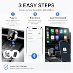 Wireless CarPlay Adapter, 2-in-1 Wired to Wireless CarPlay and Android Auto, Plug and Play, Fast Auto Reconnect, Mini Dongle with USB-A to USB-C Adapter - Image 6