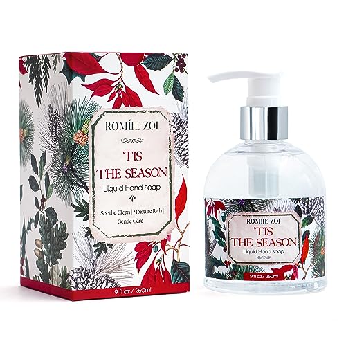 ROMIIE ZOI Christmas Liquid Hand Soap with Gift Box - 'Tis The Season, Infused with Holiday Floral Aroma - 260ml/ 9 fl.oz