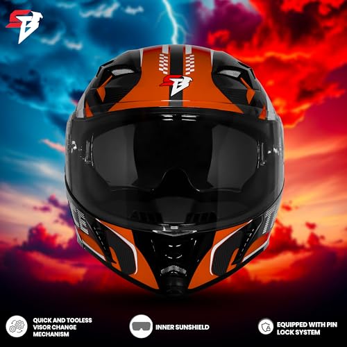 Image of Steelbird SBA-20 Trace ISI Certified Flip-Up Graphic Helmet for Men and Women with Inner Silver Sunshiled