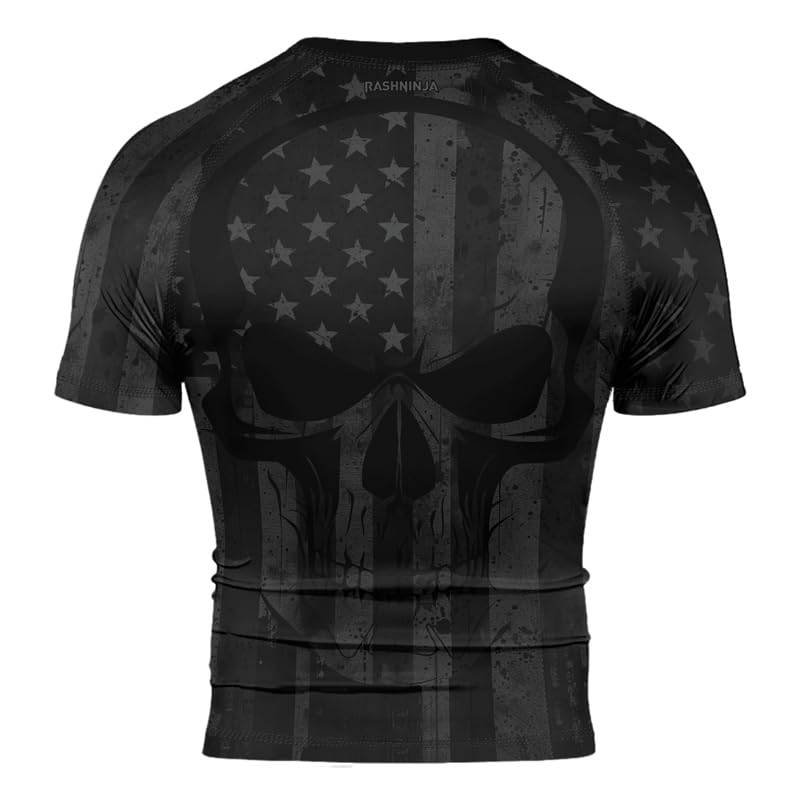 Patriot Men's BJJ Short Sleeve Rash Guard – Compression Shirt for Brazilian Jiu Jitsu Grappling No-Gi Training3