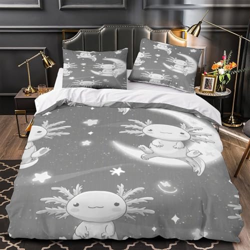 Parure de lit axolotl 135x200 avec housse de couette imprimée 3D en microfibre - 2