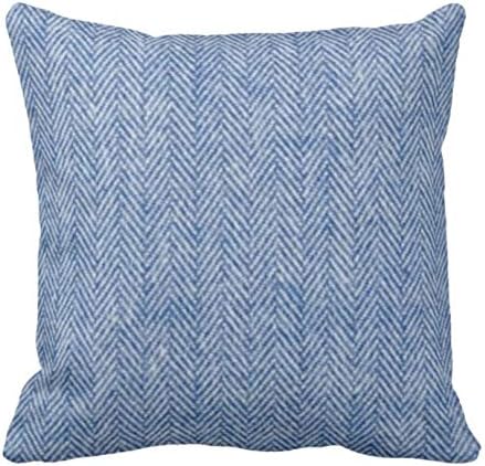 Flowershave357 Winter Pillow Blue Christmas Pillow Herringbone Pillow Cover Blue White Pillow Flannel Throw Pillow Euro sham Decorative Pillow 18 x 18 inch 45 x 45cm