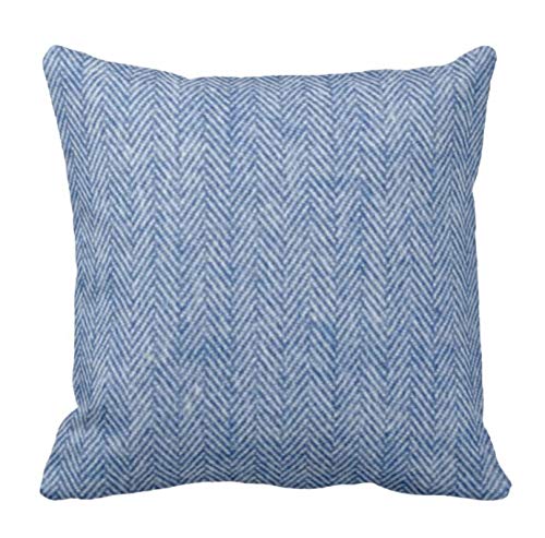 Flowershave357 Winter Pillow Blue Christmas Pillow Herringbone Pillow Cover Blue White Pillow Flannel Throw Pillow Euro Sham Decorative Pillow 18 X 18 Inch 45 X 45Cm #TOP1