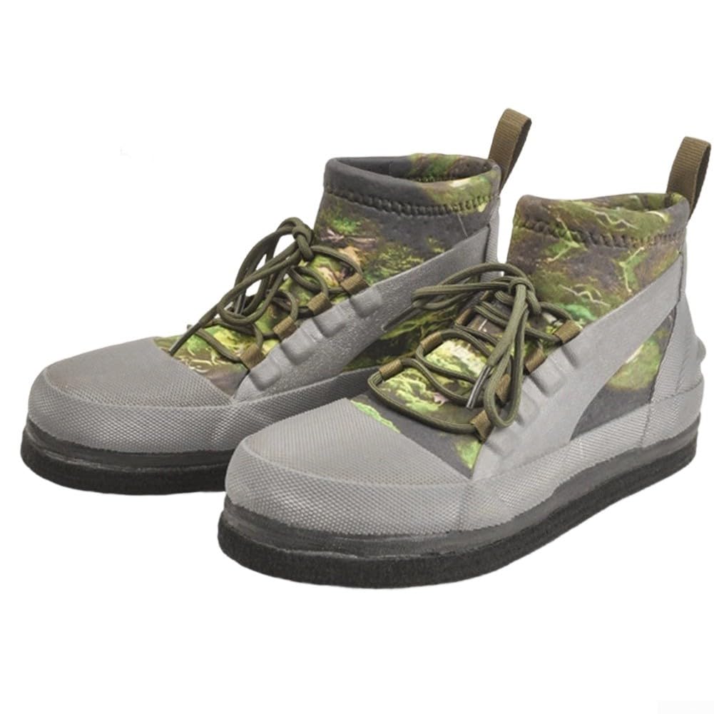 Zapatos de vadeo para hombre y mujer, ligeros, antideslizantes, suela de fieltro, puntera de goma, para pesca al aire libre, río, playa, zapatos de agua, color verde, talla 6-12