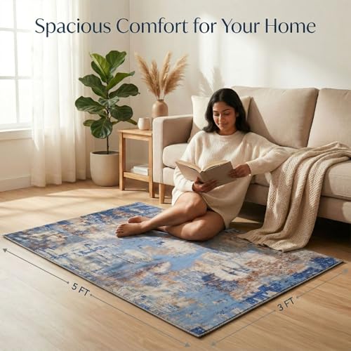 Image of Dream Weaverz Anti Slip Rectangular Carpet for Living Room & Hall | Silk | Flat Woven Soft Washable Floor Mat for Home, Bedroom Floor & Kitchen | Durable Anti Skid Rug for Daily Use (3 X 5) feet