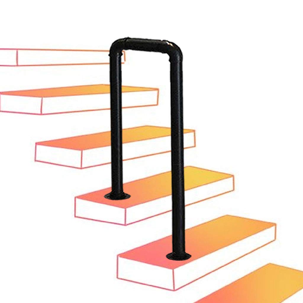 Garde-corps d'escalier fer forgé en U noir mat de sécurité antidérapant
