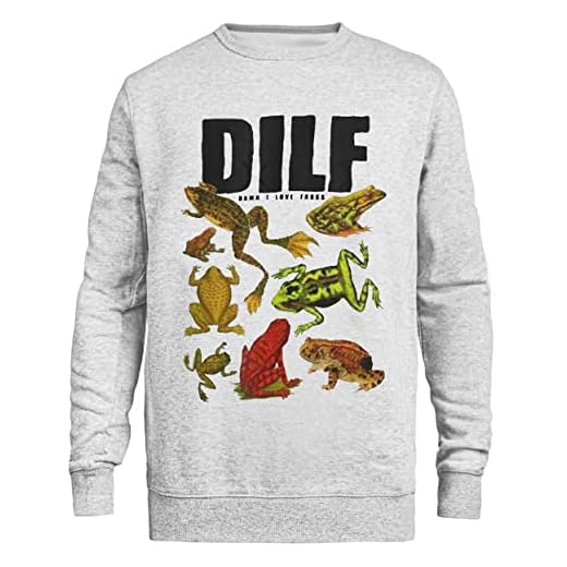 Kwantees DILF Damn I Love Frogs Sudadera Unisex Gris Cuello Redondo Ecológica