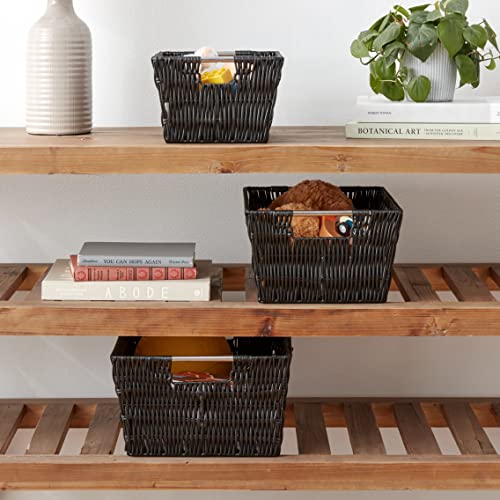 Image of Whitmor Rattique Storage Baskets - Black - (3 Piece Set)