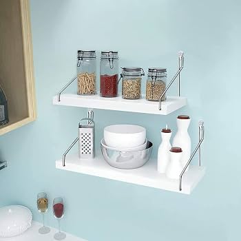 Set Di 3 Mensole A Muro Flottanti, Lunghezze 30/35/40 Cm, In Legno Con Staffe In Acciaio, Kit Di Montaggio Incluso