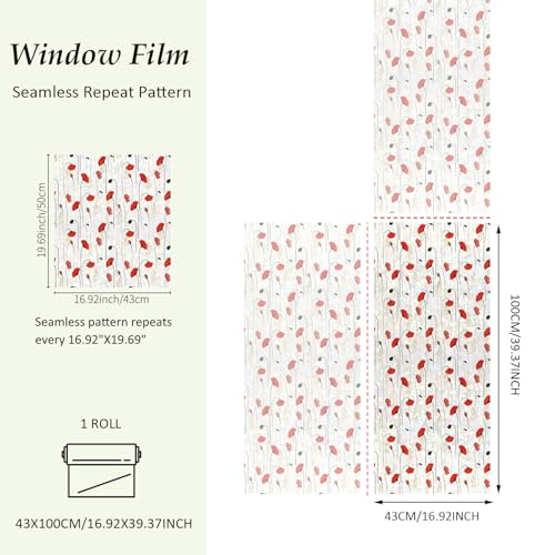 Vinilo decorativo para ventana rojo con flores amapola 40x16 in miniatura 5